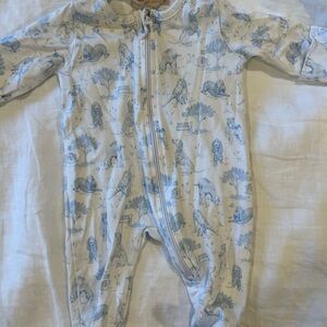 Baby Club Chic Blue Dog Print Kids Footie